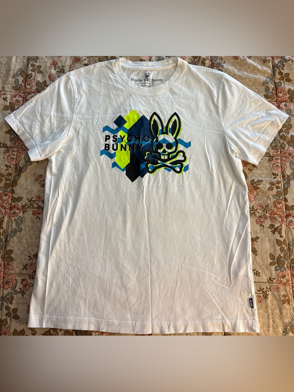 Psycho Bunny 100% Pima Cotton T-Shirt White Short Sleeve Men's Medium 5